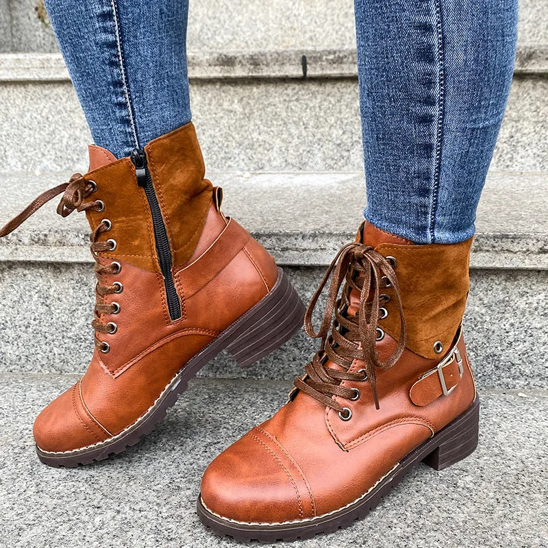 Lace-up mid-tube Martin boots