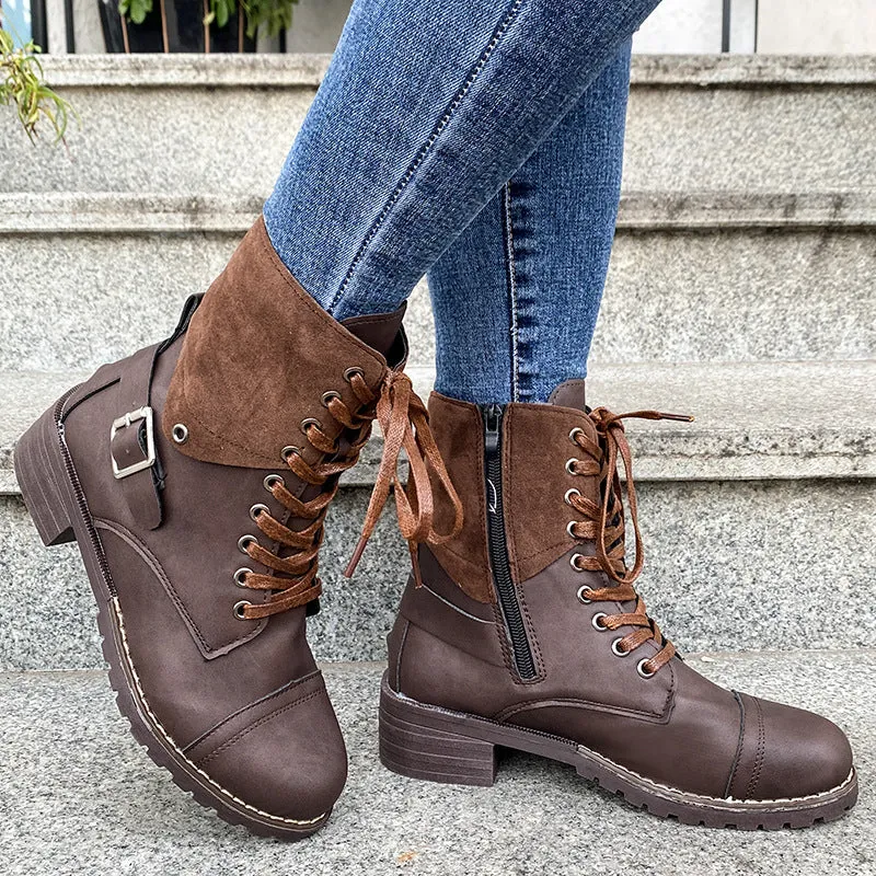 Lace-up mid-tube Martin boots