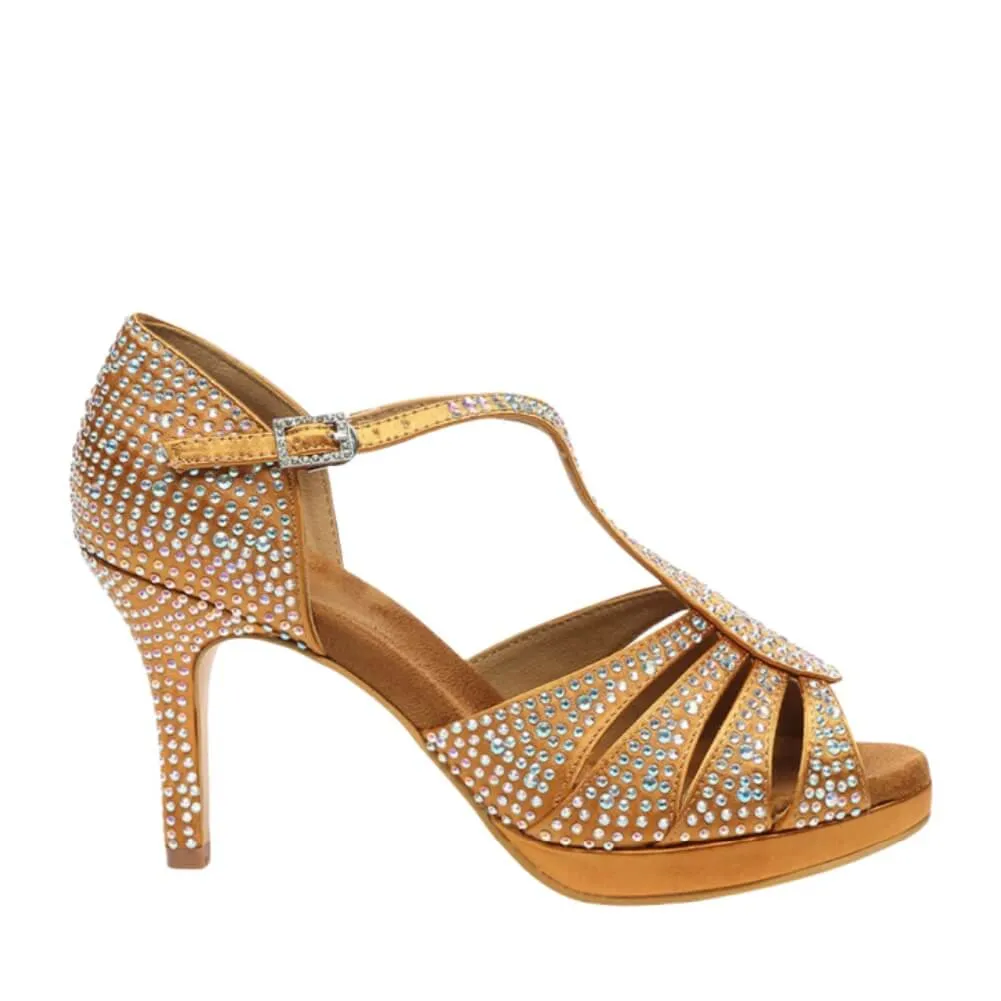 Ladies Satin Rhinestone Latin Dance Shoes
