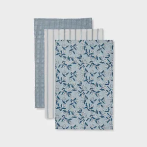 Layla Blue Tea Towels Pack 3