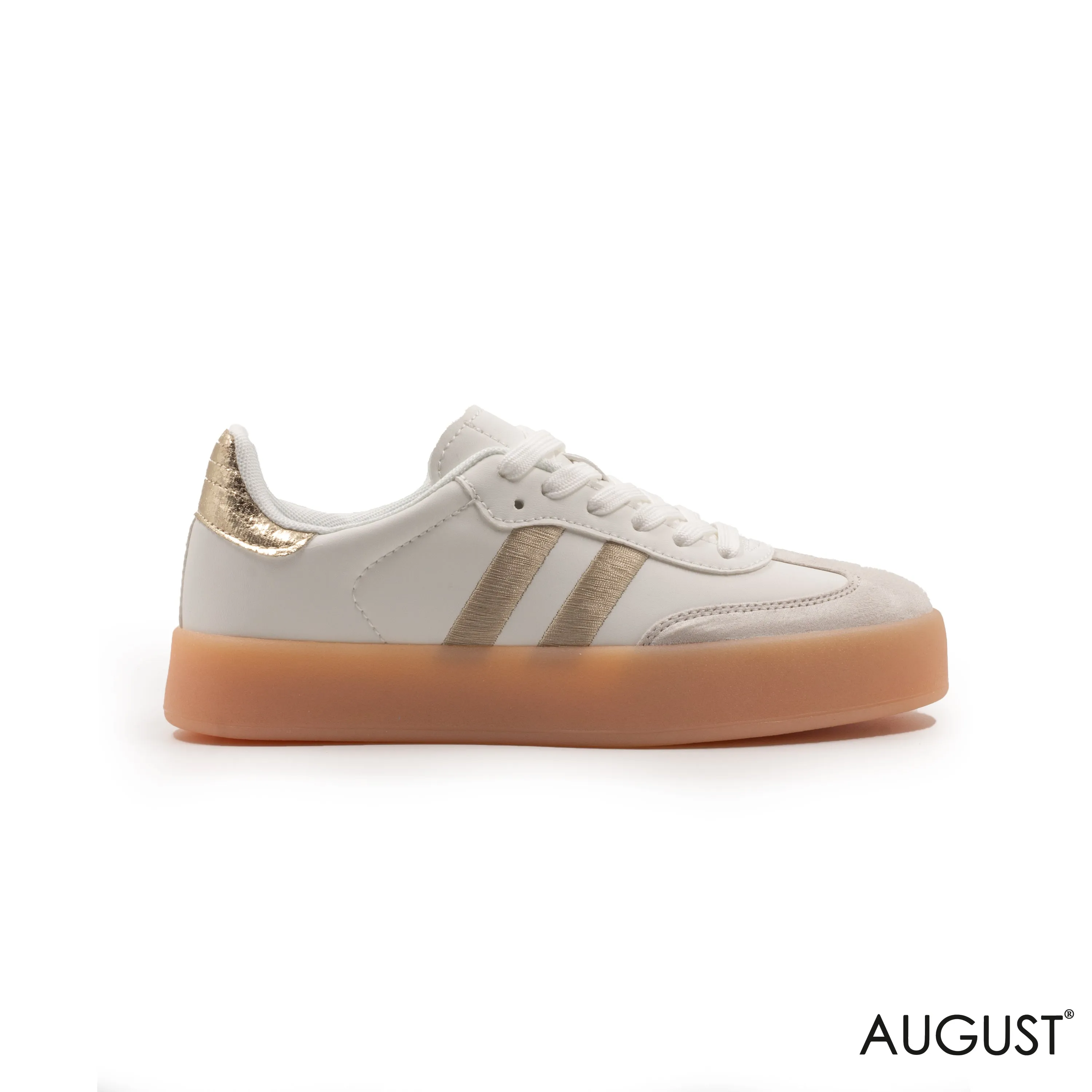 LEATHER SNEAKERS SPORTY STRIPE RUBBER SOLE