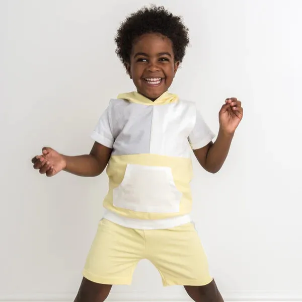 Lemon Tri Colour Hooded Short Set