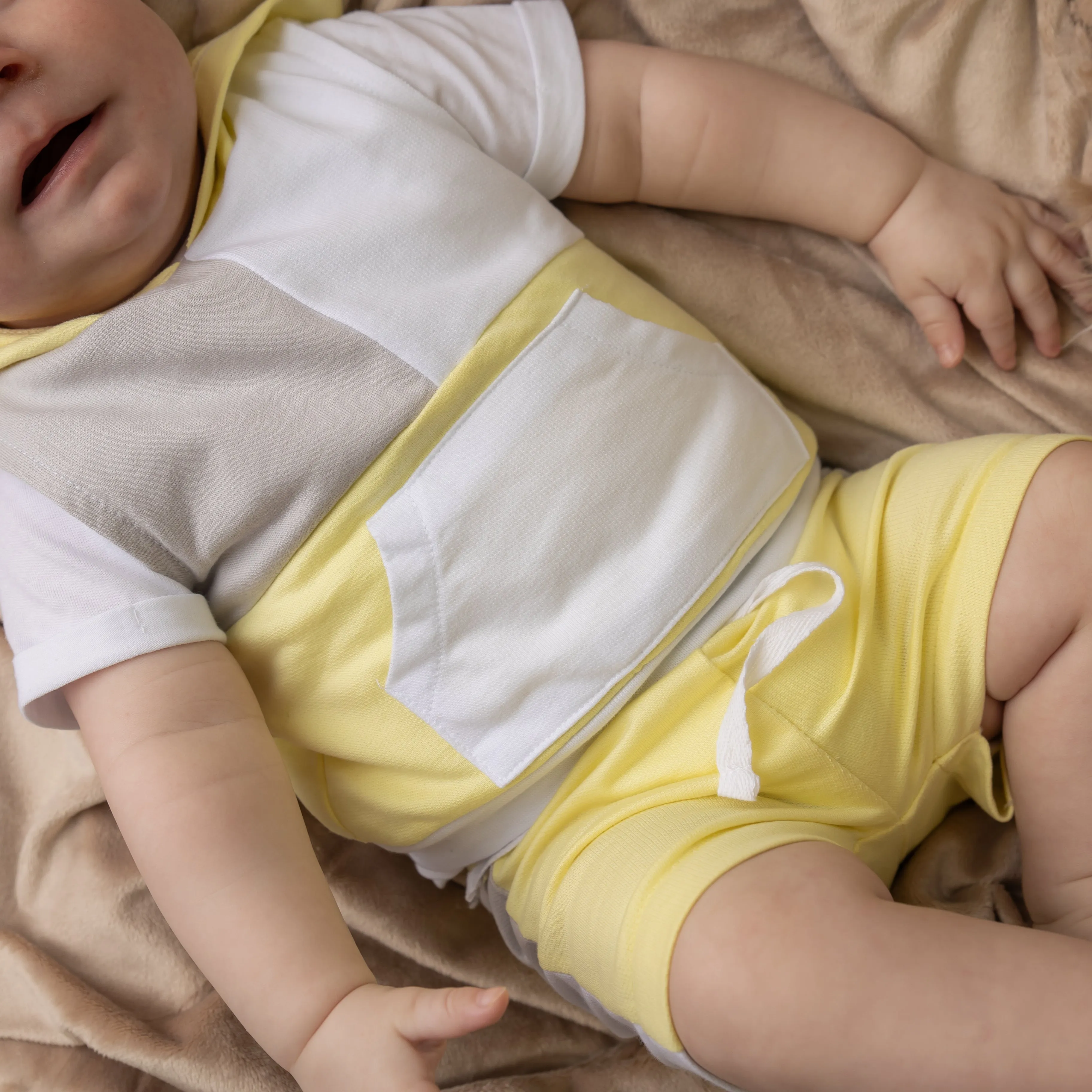Lemon Tri Colour Hooded Short Set