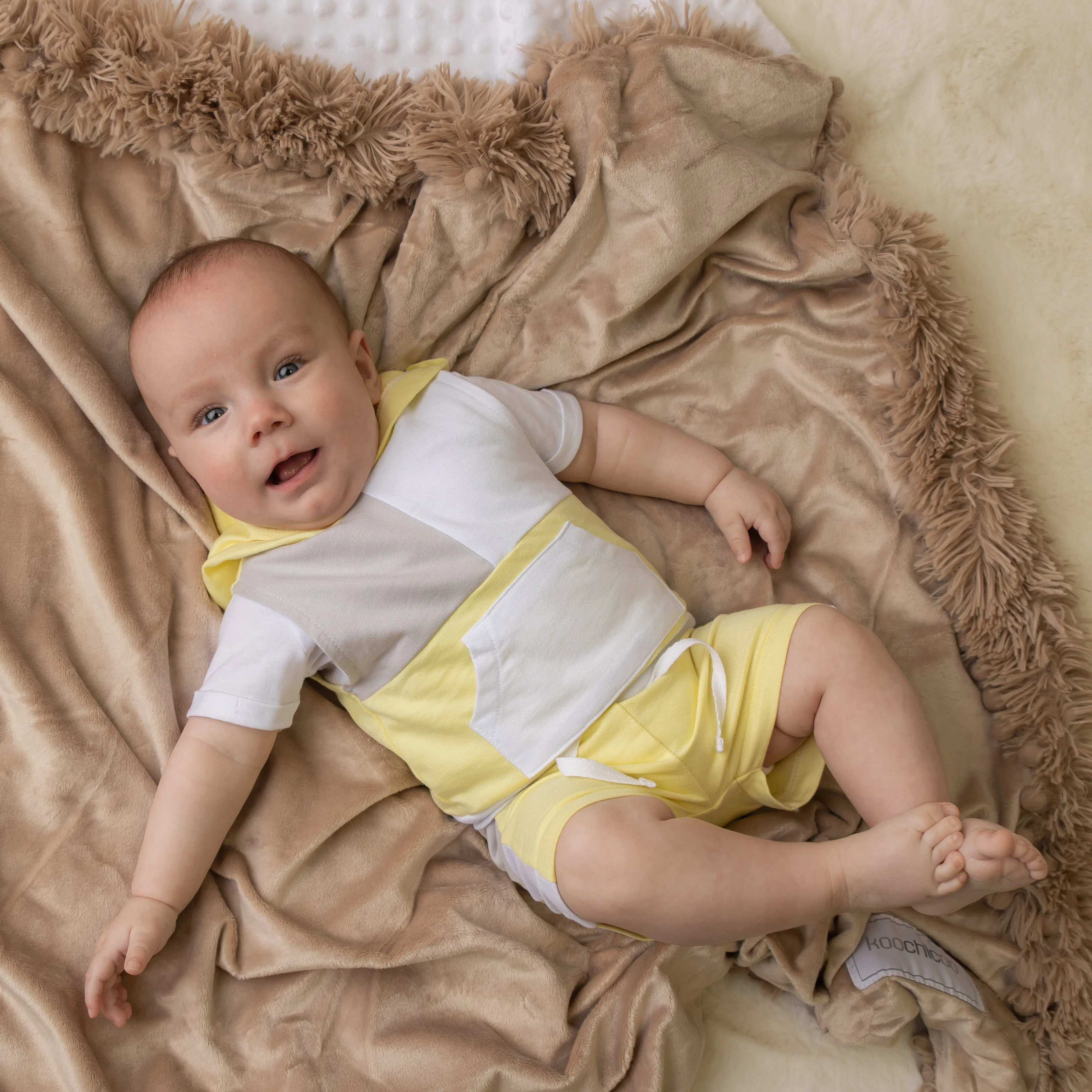 Lemon Tri Colour Hooded Short Set
