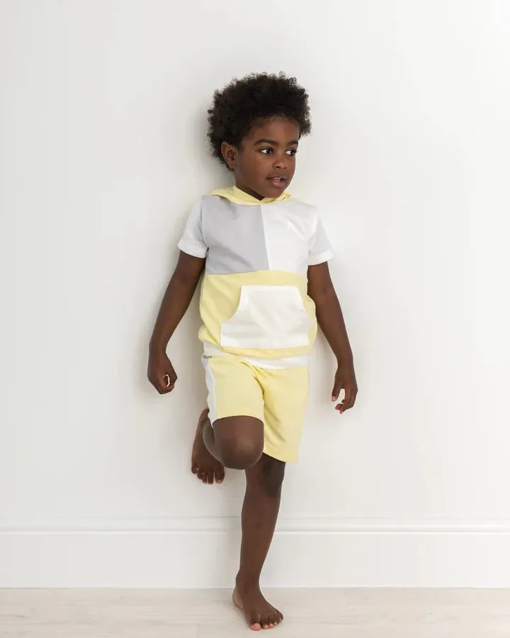 Lemon Tri Colour Hooded Short Set