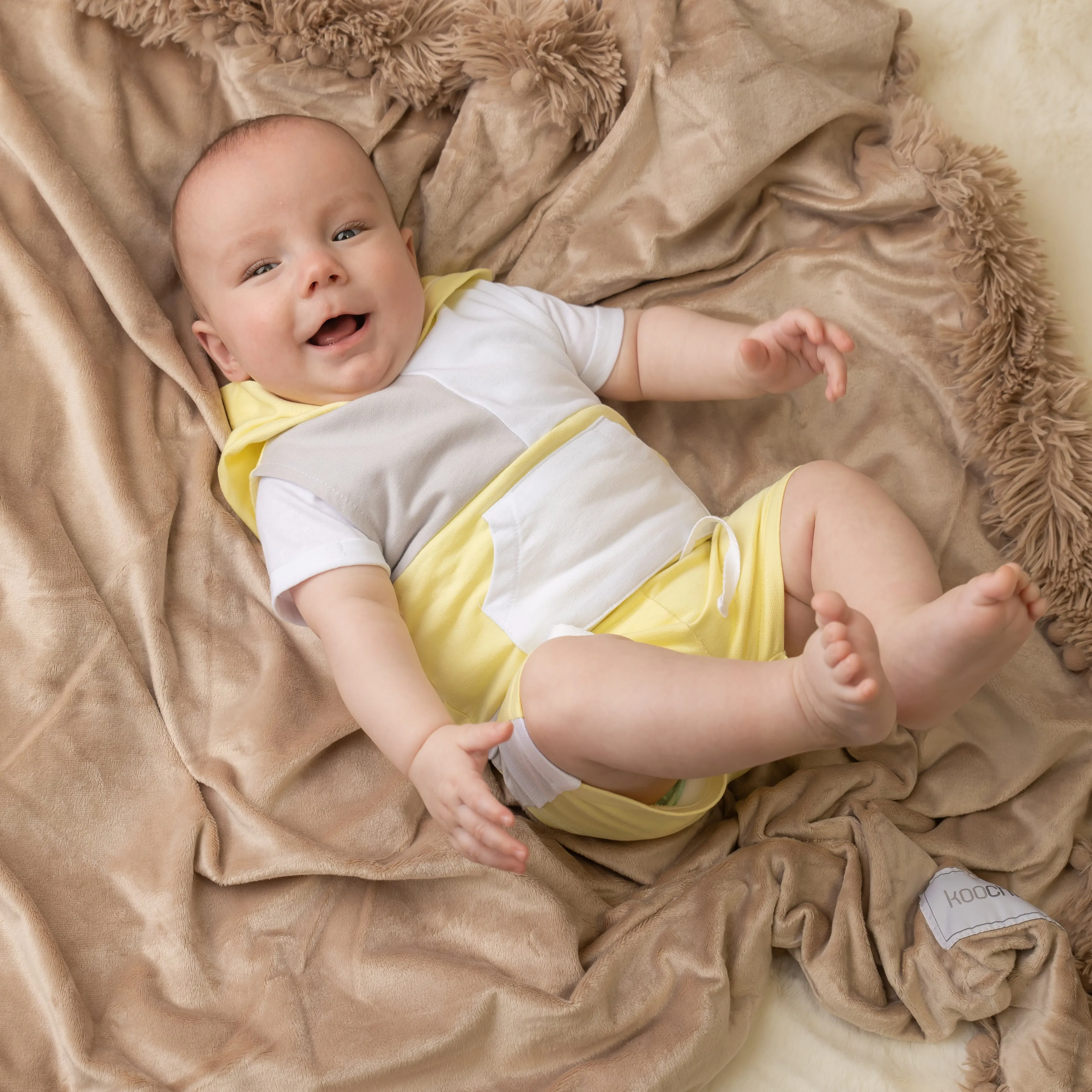 Lemon Tri Colour Hooded Short Set