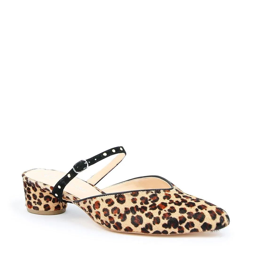 Leopard V Slide   Studded Black Twiggy Strap
