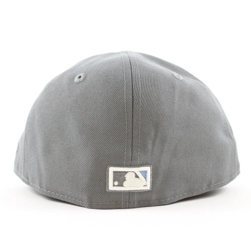 Los Angeles Dodger Stadium 50th Anniversary New Era 59Fifty Fitted Hat (GITD Storm Gray Sky Blue Under Brim)