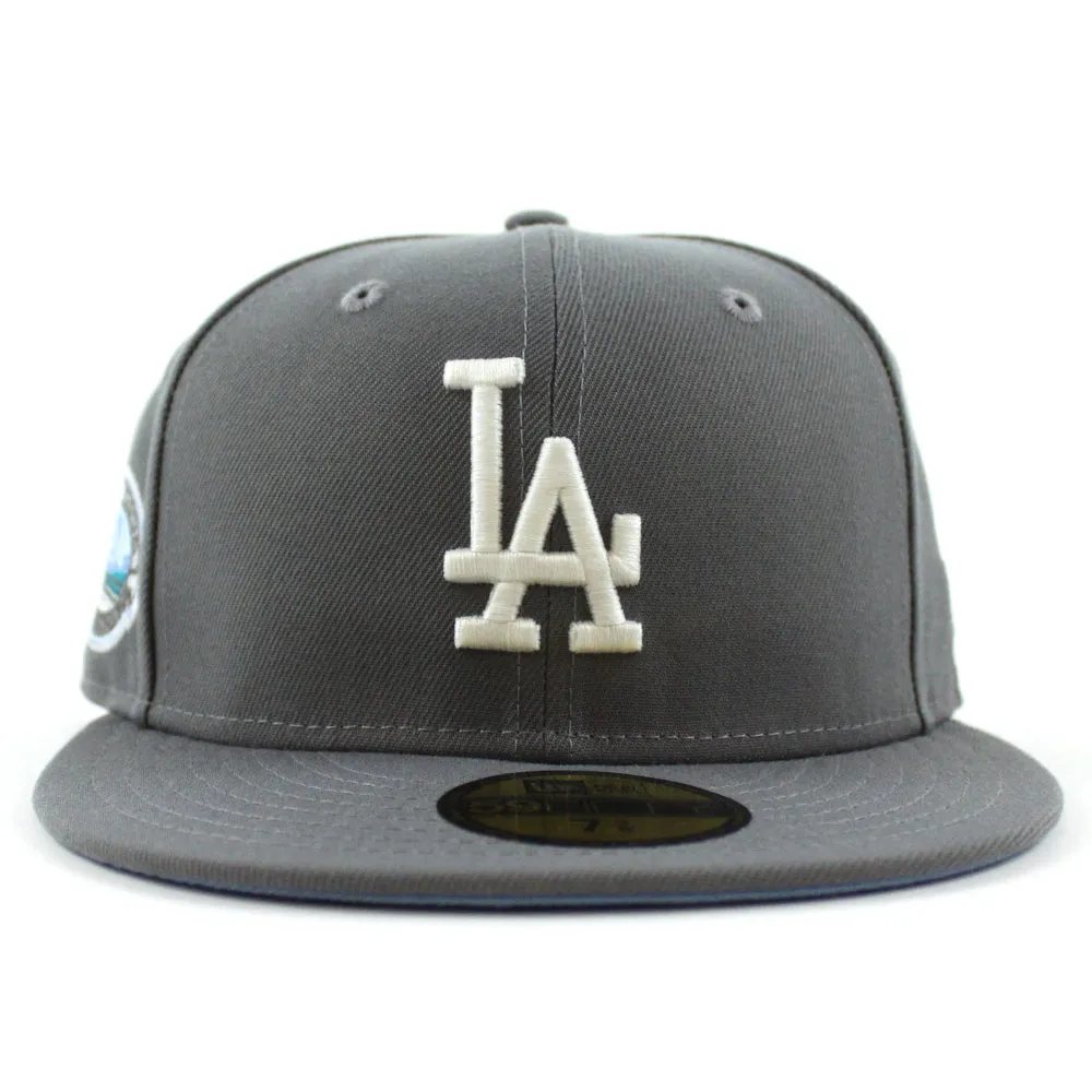 Los Angeles Dodger Stadium 50th Anniversary New Era 59Fifty Fitted Hat (GITD Storm Gray Sky Blue Under Brim)