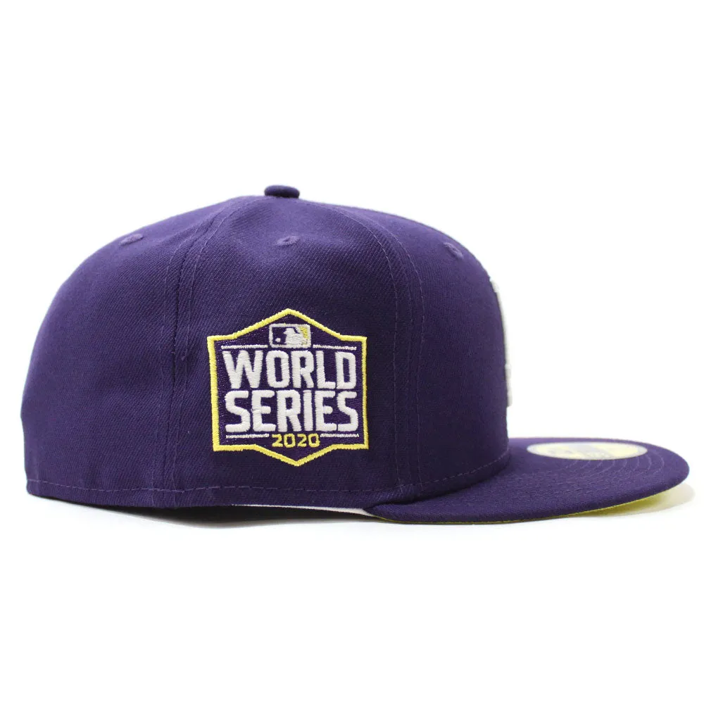 Los Angeles Dodgers 2020 World Series New Era 59Fifty Fitted Hat (Glow in the Dark Purple Bright Yellow Under Brim)