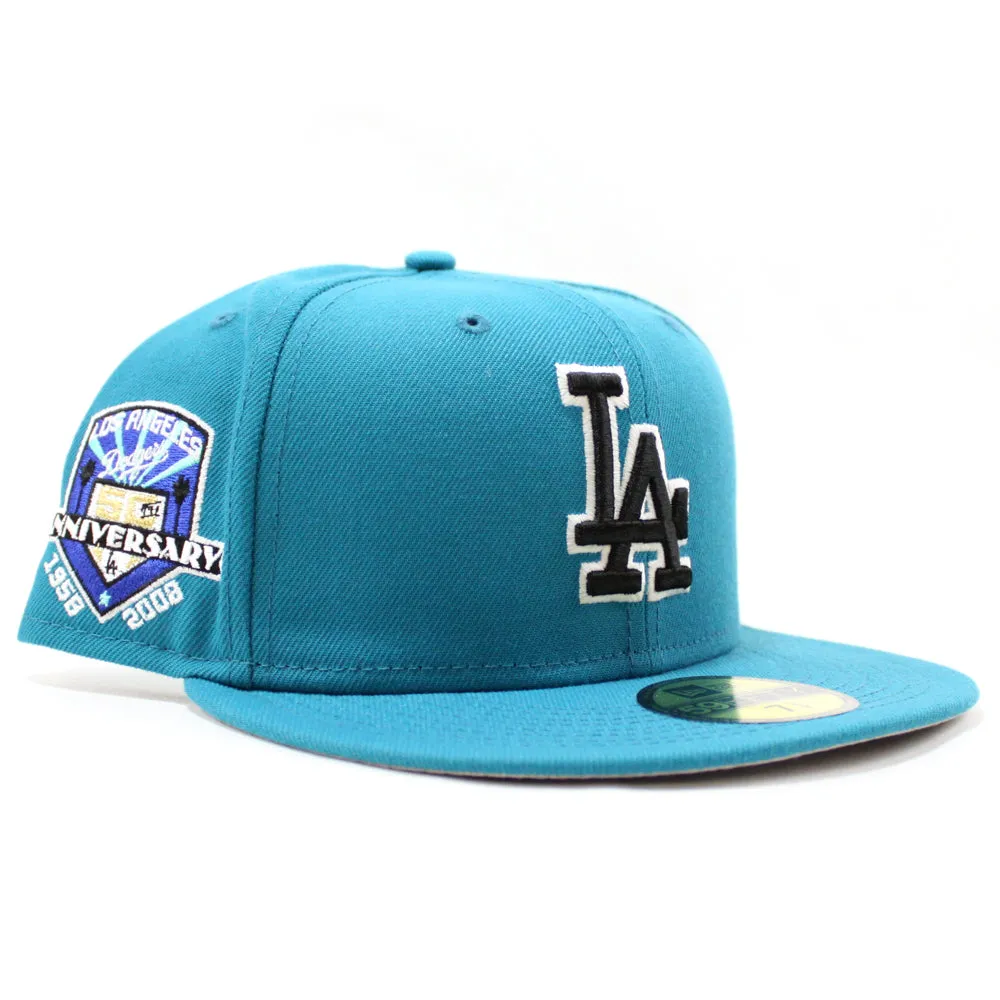 Los Angeles Dodgers 50 Anniversary  New Era 59Fifty Fitted Hat (Glow in the Dark Turquoise Grey Under Brim)