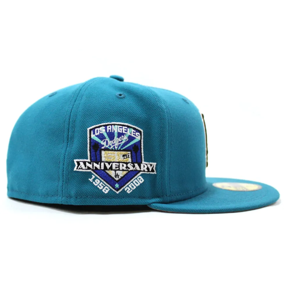 Los Angeles Dodgers 50 Anniversary  New Era 59Fifty Fitted Hat (Glow in the Dark Turquoise Grey Under Brim)