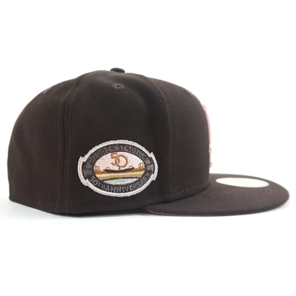 Los Angeles Dodgers 50th Anniversary New Era 59Fifty Fitted Hat (Burnt Wood Pink Under Brim)