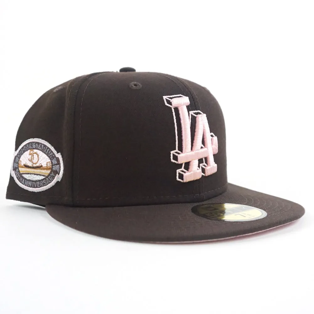 Los Angeles Dodgers 50th Anniversary New Era 59Fifty Fitted Hat (Burnt Wood Pink Under Brim)