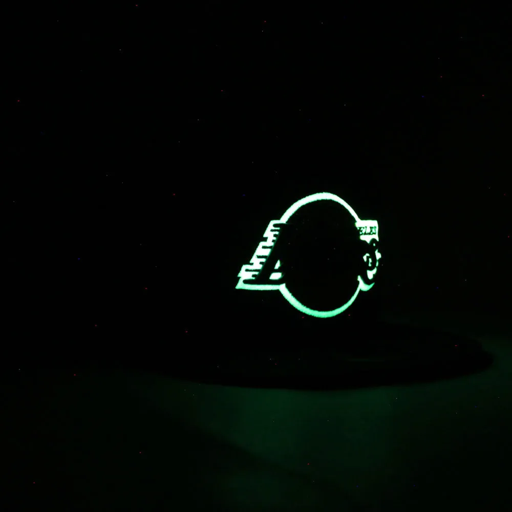 Los Angeles Lakers 2020 NBA Champions New Era 59Fifty Fitted Hat (Glow in the Dark Logo Black light Yellow Under Brim)