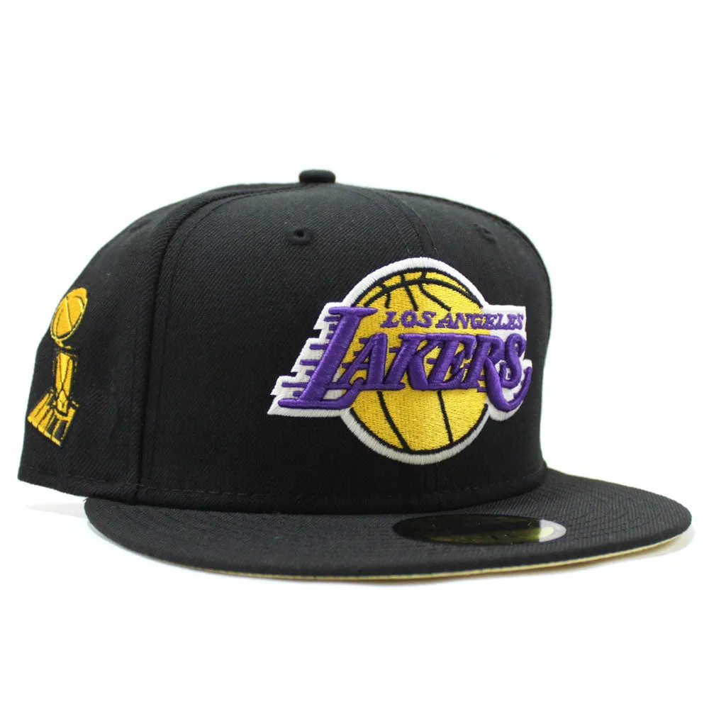Los Angeles Lakers 2020 NBA Champions New Era 59Fifty Fitted Hat (Glow in the Dark Logo Black light Yellow Under Brim)