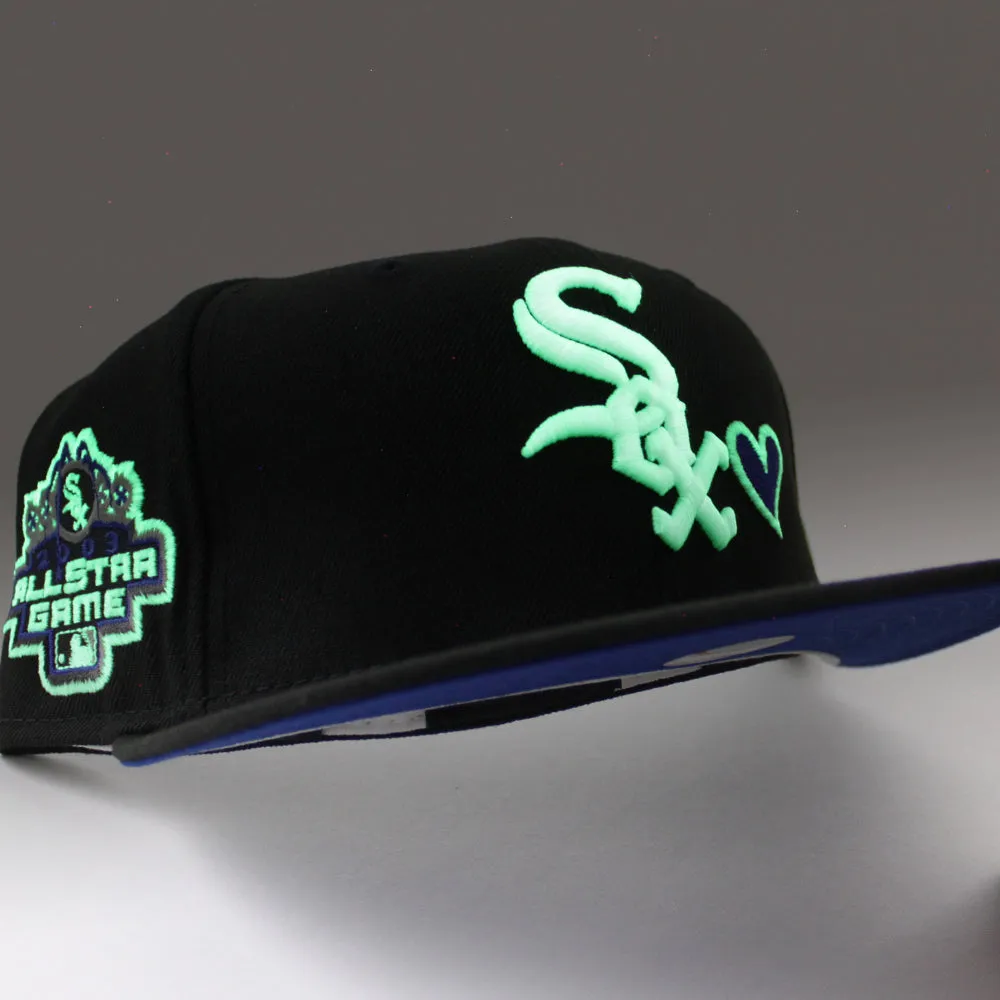 Love Chicago White Sox 2003 All-Star Game New Era Fitted 59Fifty Hat (GITD Black Royal Blue Under Brim)