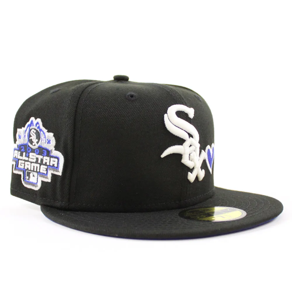 Love Chicago White Sox 2003 All-Star Game New Era Fitted 59Fifty Hat (GITD Black Royal Blue Under Brim)