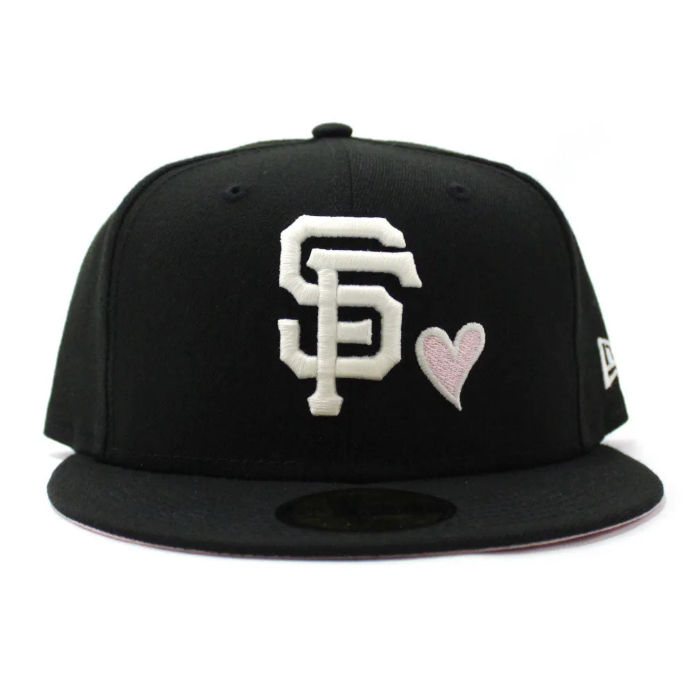 Love San Francisco Giants New Era 59Fifty Fitted Hat (Glow in the Dark Black Pink Under Brim)