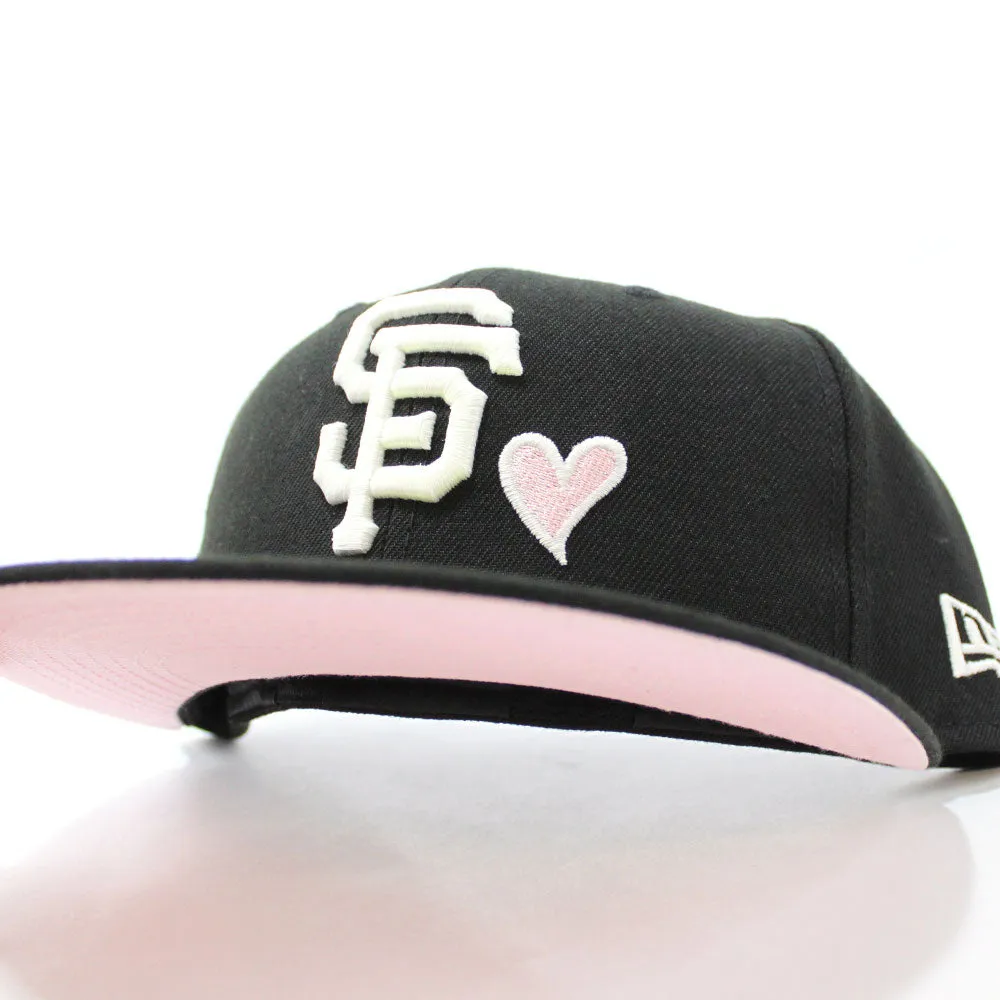 Love San Francisco Giants New Era 59Fifty Fitted Hat (Glow in the Dark Black Pink Under Brim)