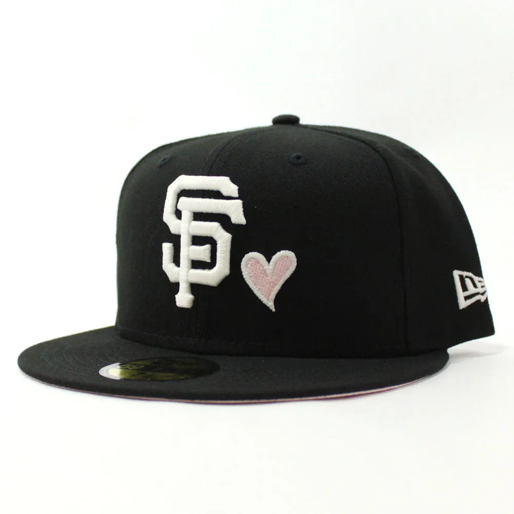 Love San Francisco Giants New Era 59Fifty Fitted Hat (Glow in the Dark Black Pink Under Brim)