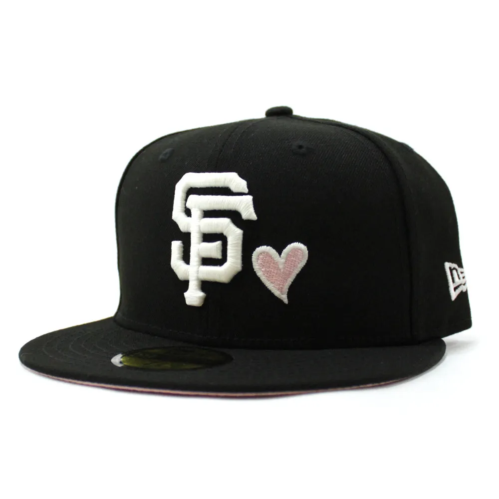 Love San Francisco Giants New Era 59Fifty Fitted Hat V2 (Glow in the Dark Black Pink Under Brim)