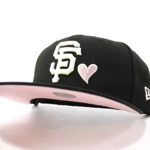 Love San Francisco Giants New Era 59Fifty Fitted Hat V2 (Glow in the Dark Black Pink Under Brim)