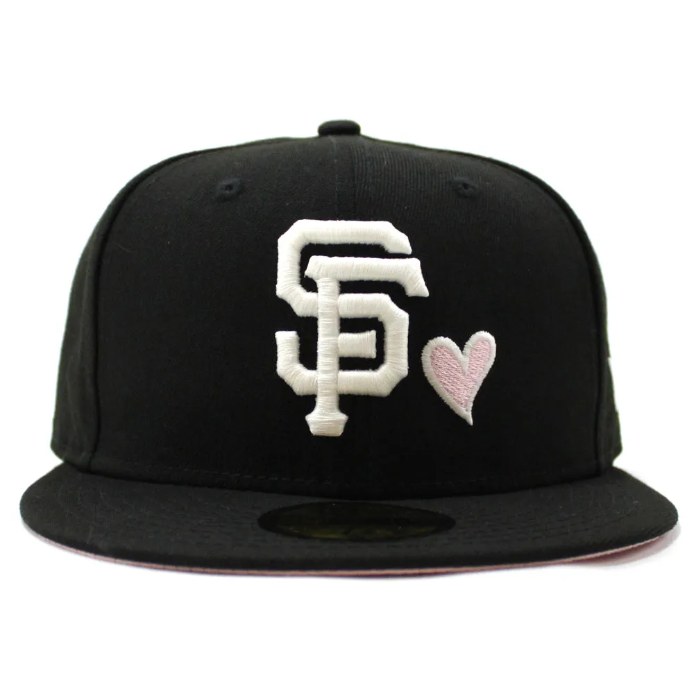 Love San Francisco Giants New Era 59Fifty Fitted Hat V2 (Glow in the Dark Black Pink Under Brim)