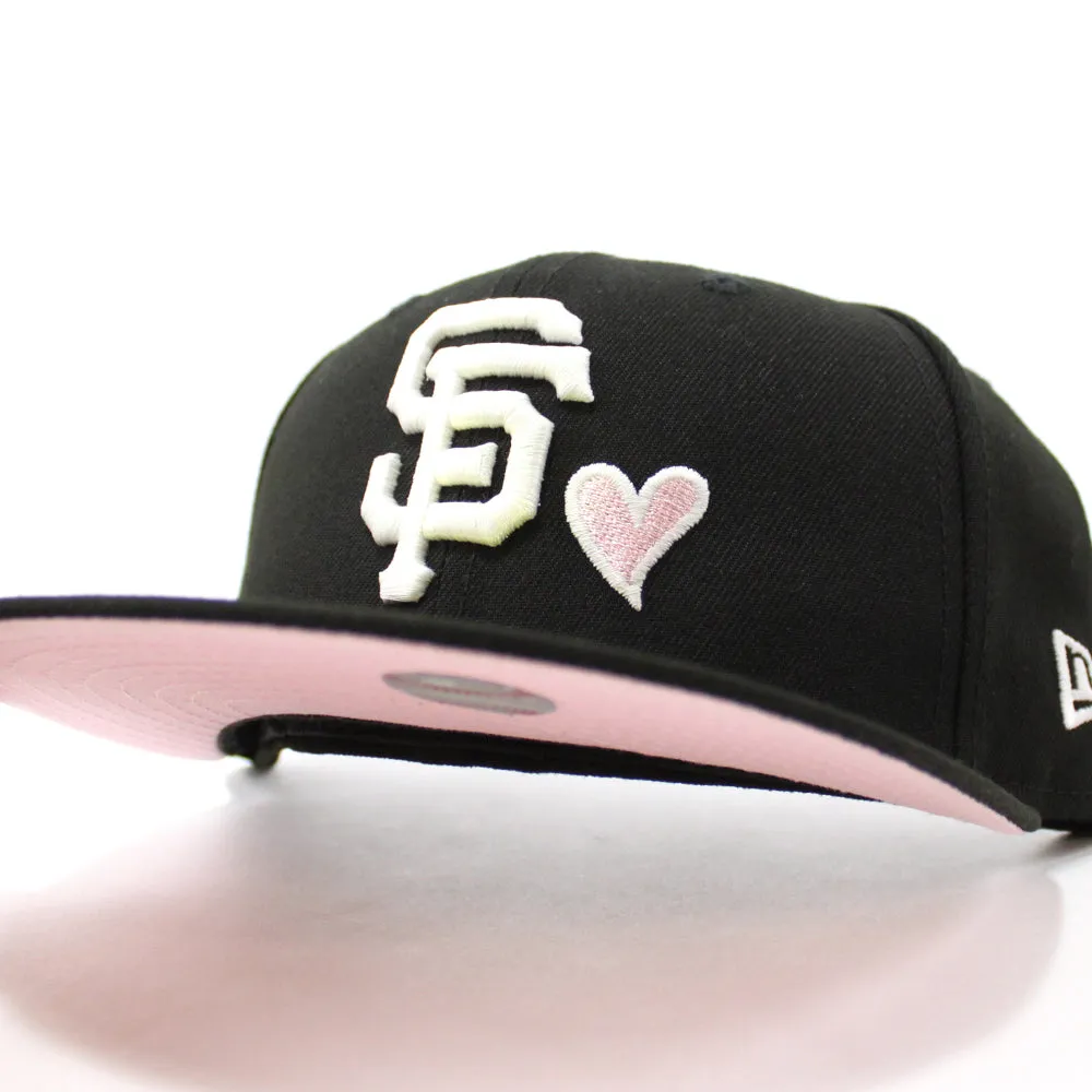 Love San Francisco Giants New Era 59Fifty Fitted Hat V2 (Glow in the Dark Black Pink Under Brim)