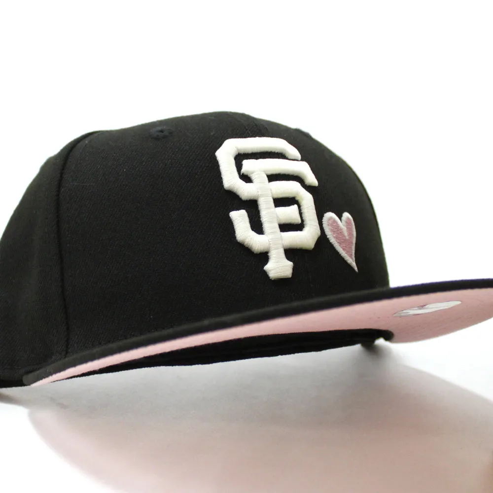 Love San Francisco Giants New Era 59Fifty Fitted Hat V2 (Glow in the Dark Black Pink Under Brim)