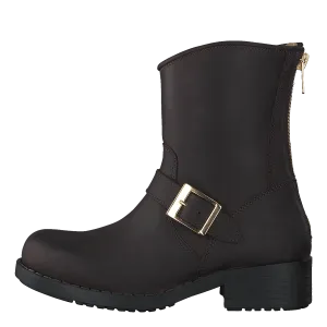 Low Boot Zip Back Brown/Shiny Gold