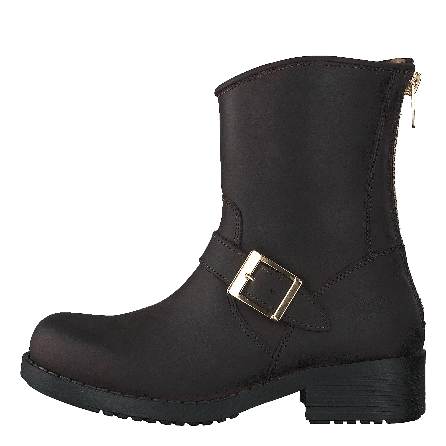 Low Boot Zip Back Brown/Shiny Gold