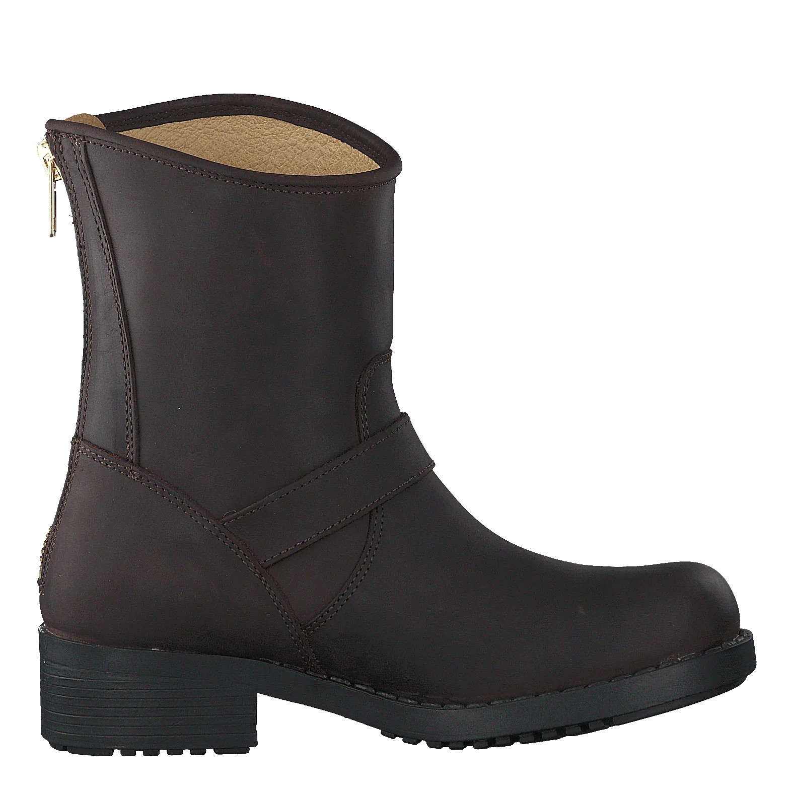 Low Boot Zip Back Brown/Shiny Gold