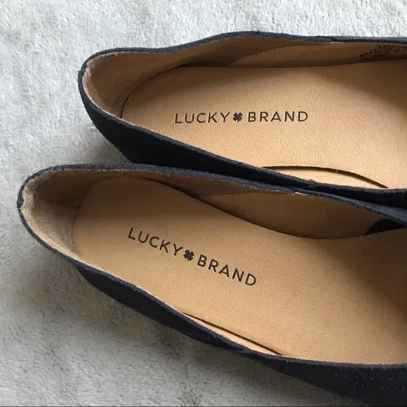 Lucky Brand Alba Blue Suede Leather Snake Python Reptile Print Flats Sz 6