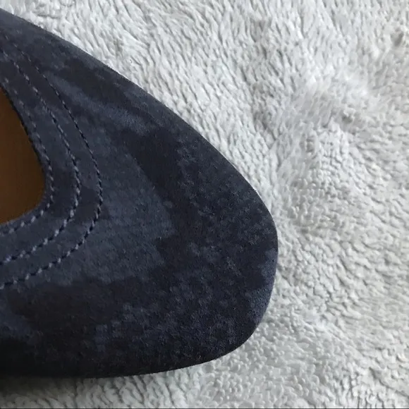 Lucky Brand Alba Blue Suede Leather Snake Python Reptile Print Flats Sz 6