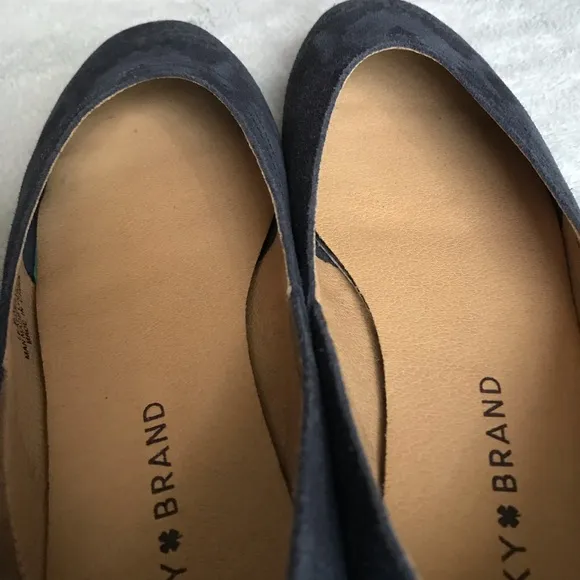 Lucky Brand Alba Blue Suede Leather Snake Python Reptile Print Flats Sz 6