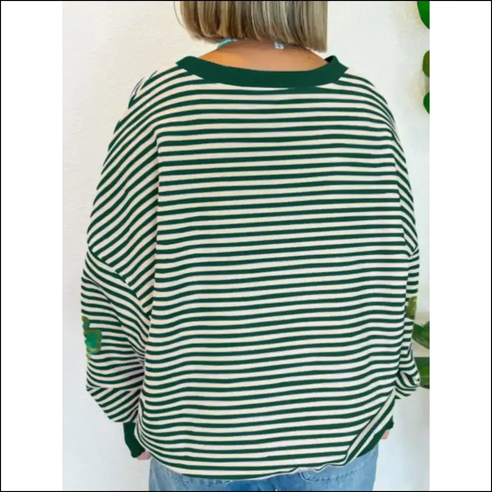 Lucky Clover Stripe Drop Shoulder Sweatshirt