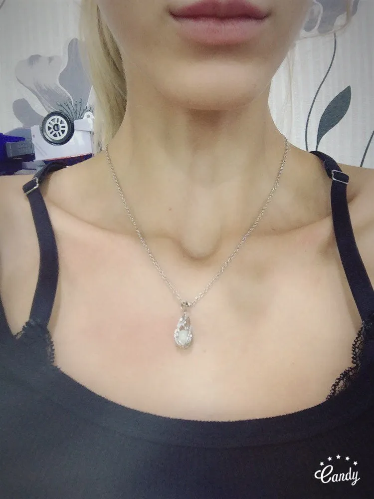 Luminous Water Drop Stone Beads Charm Necklace