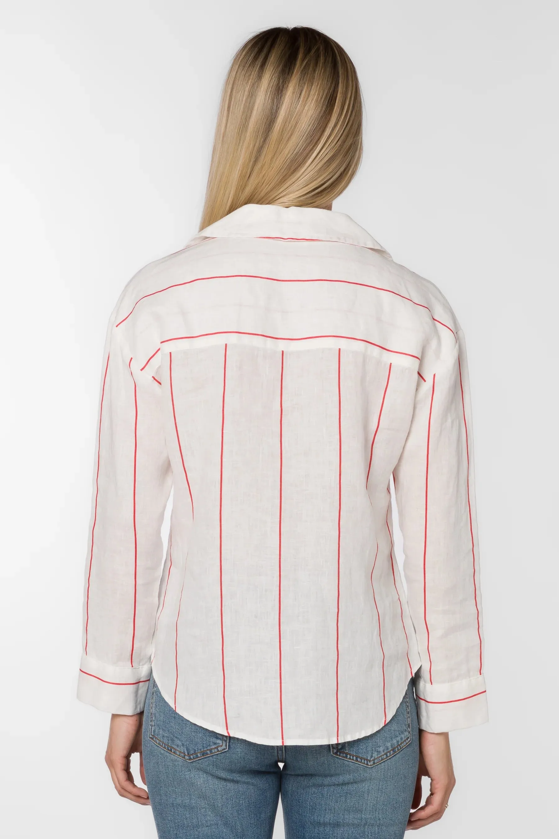 Lyla Button down in White/Red Stripe
