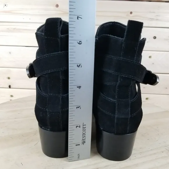 Marc Fisher Yandi 8 US Black Suede/Leather Ankle Buckle Boots Western Bootie NEW