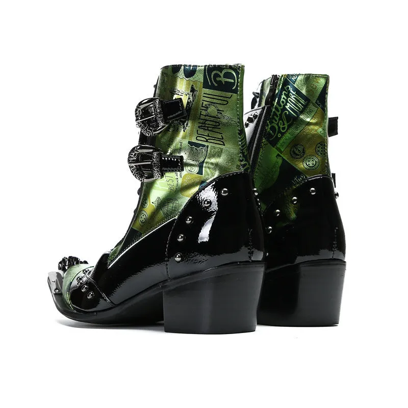 Martin boots men summer mid-high waterproof big green boots men's boots kick-resistant work boots American retro trendy boots men's shoes