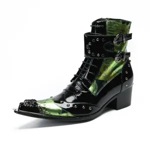 Martin boots men summer mid-high waterproof big green boots men's boots kick-resistant work boots American retro trendy boots men's shoes