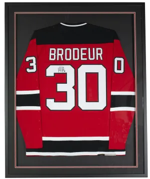 Martin Brodeur Signed Framed Red Custom Pro Style Hockey Jersey JSA