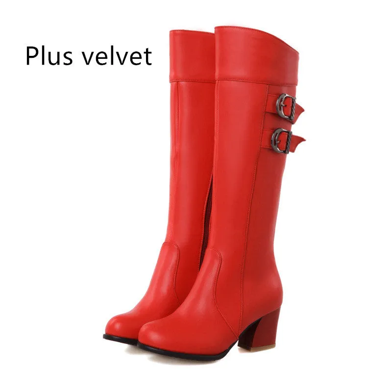 Martin Thick Heel Platform Rider Boots Women's Shoes  