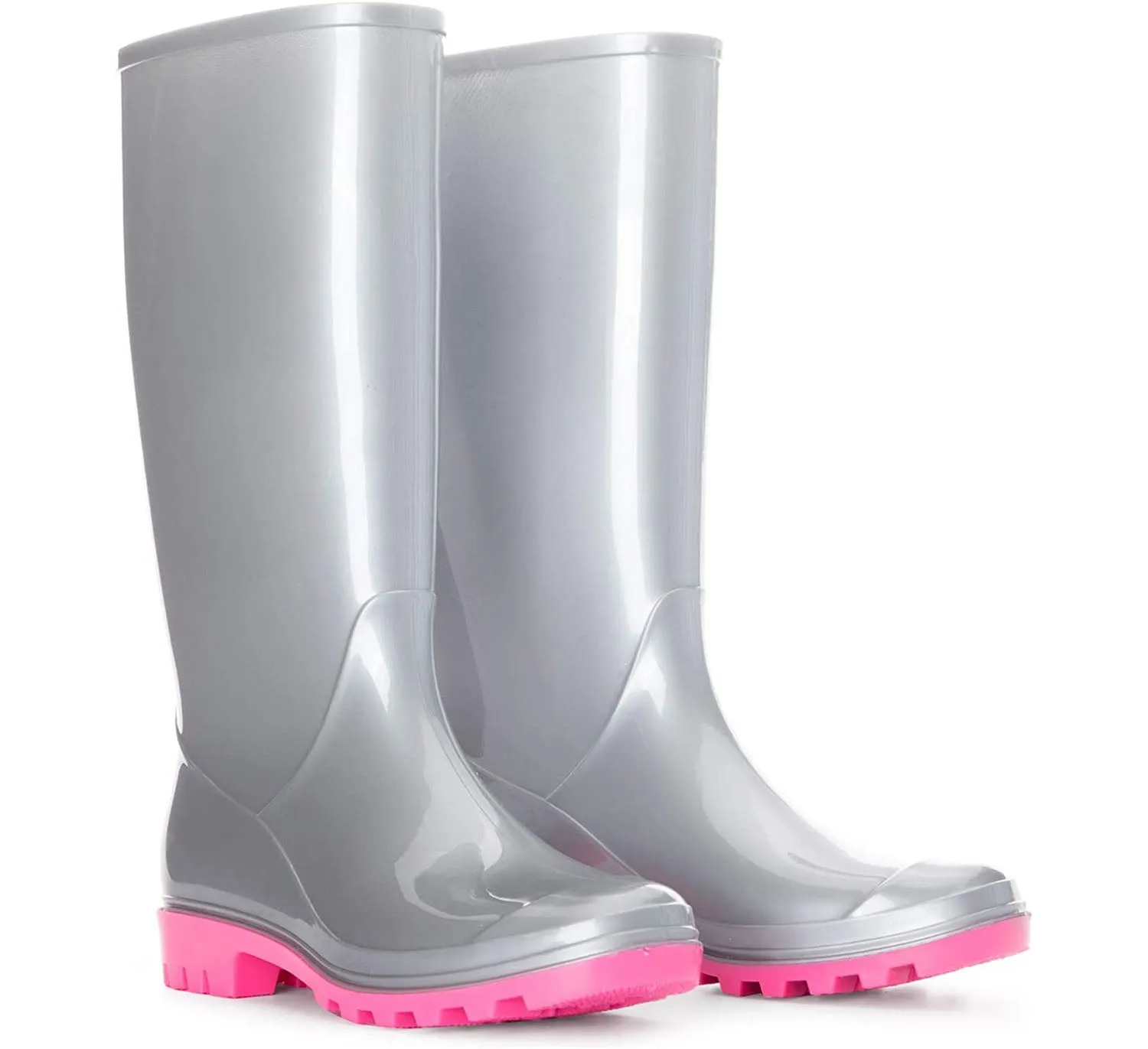 Matte Silver Glitter Rubber Waterproof Tall Rain Boots
