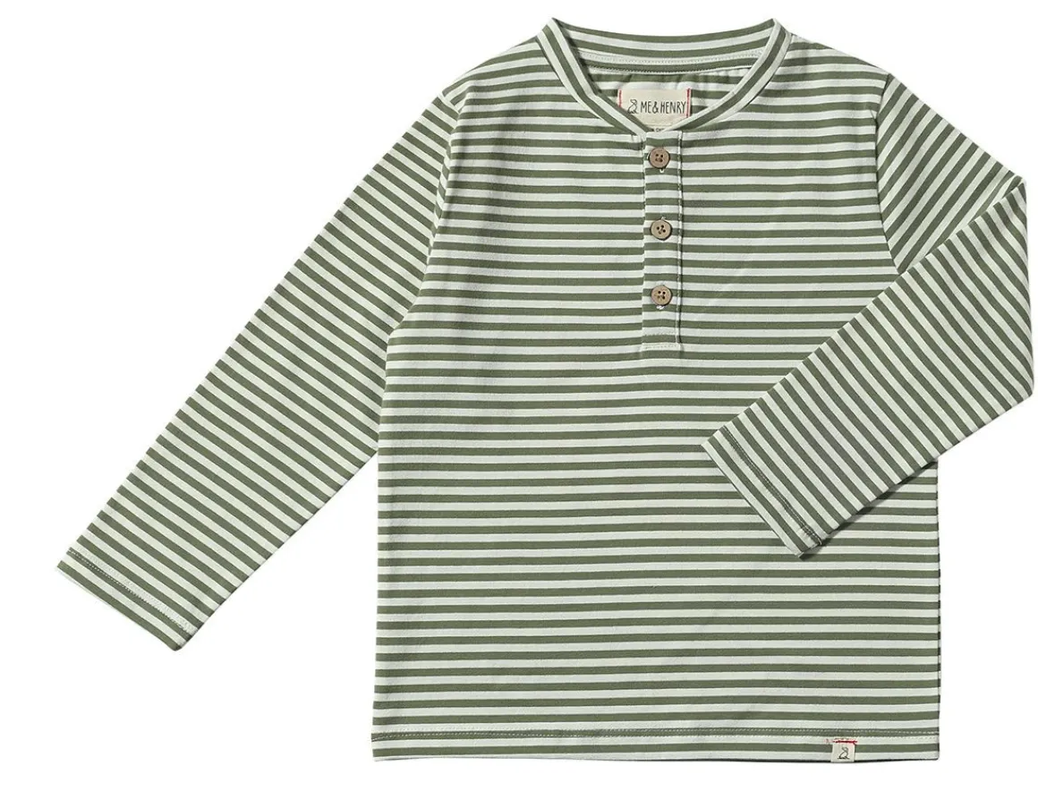 Me and Henry Adams Henley Sage White Stripe