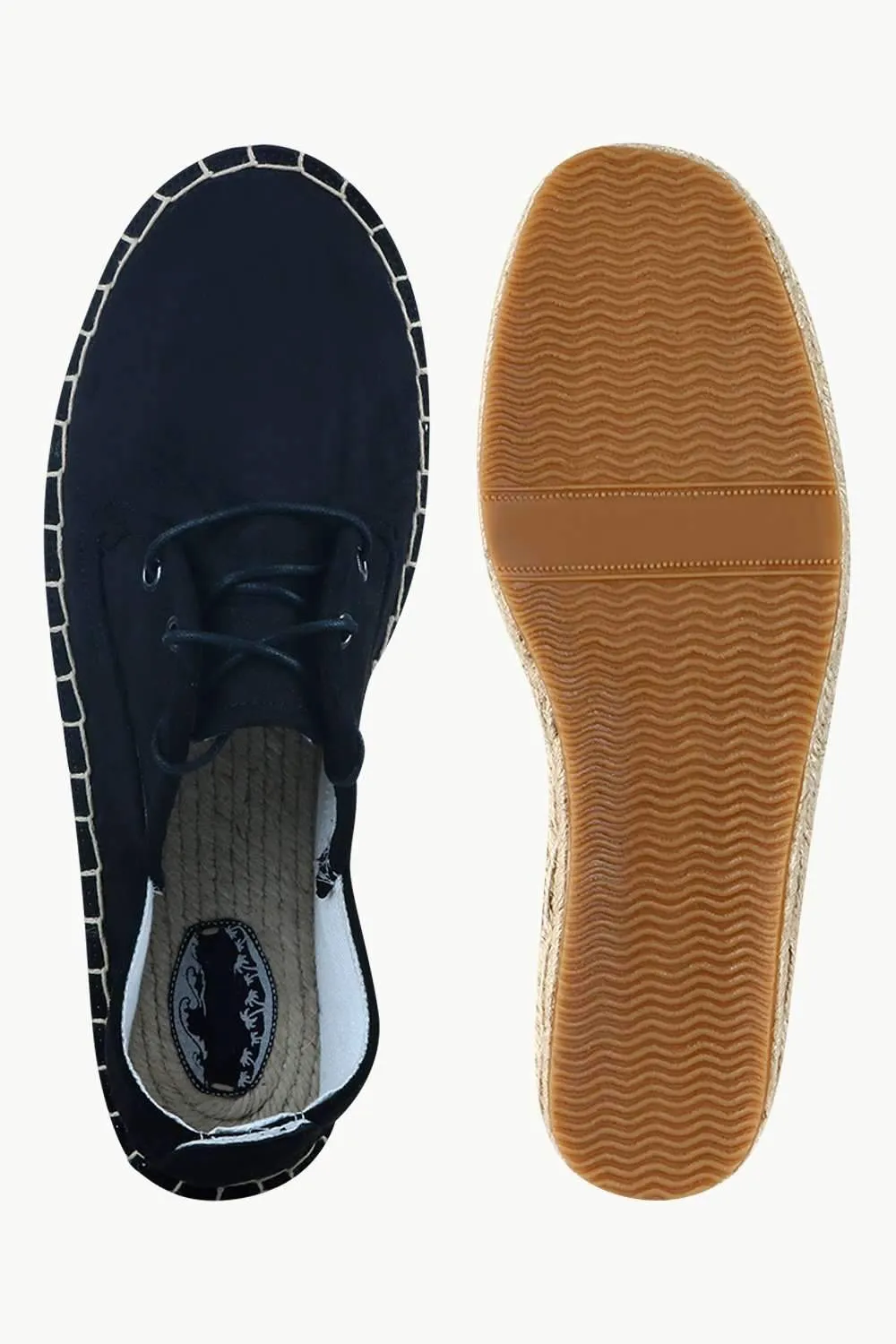 Men's Black Suede Lace Up Espadrilles