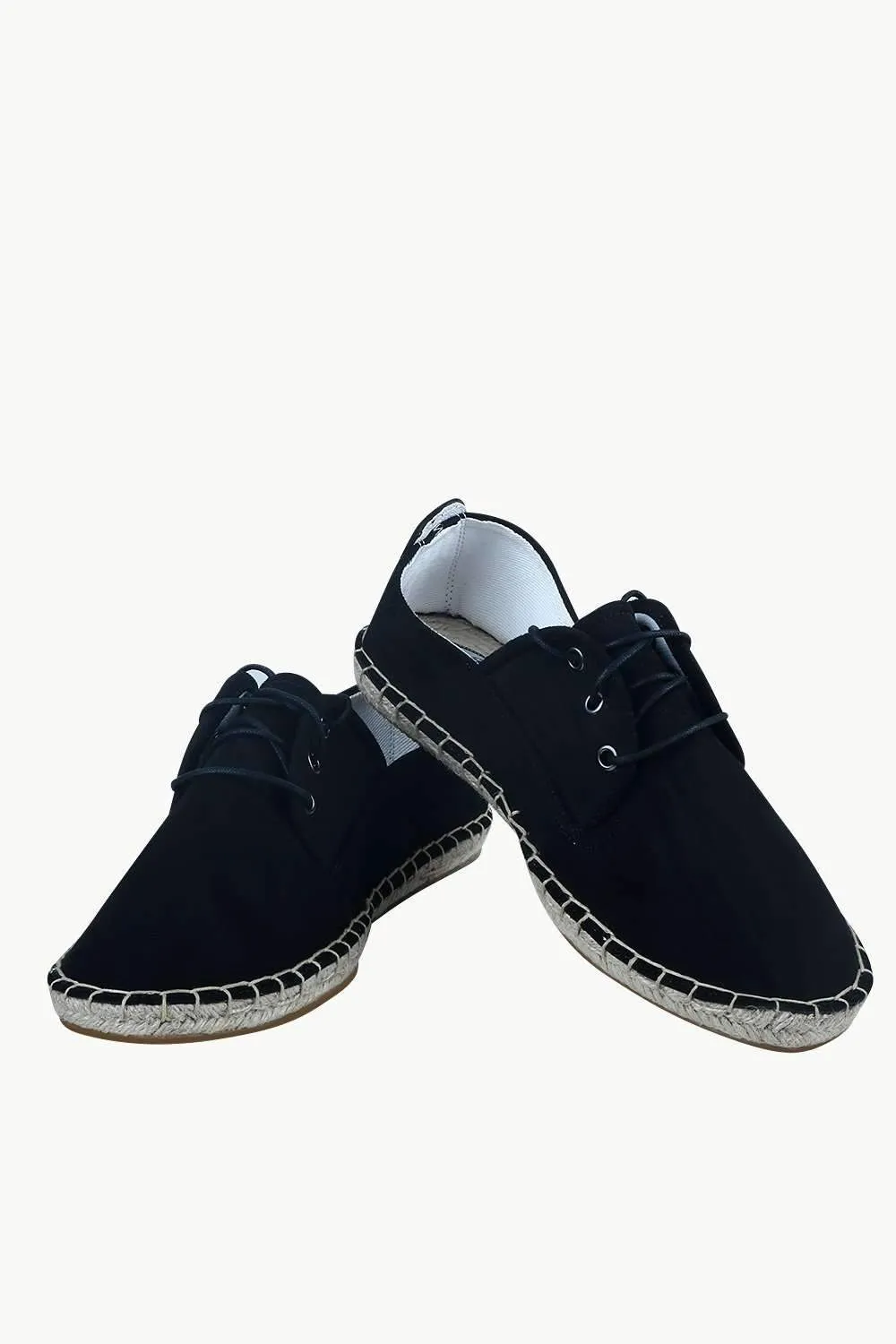 Men's Black Suede Lace Up Espadrilles