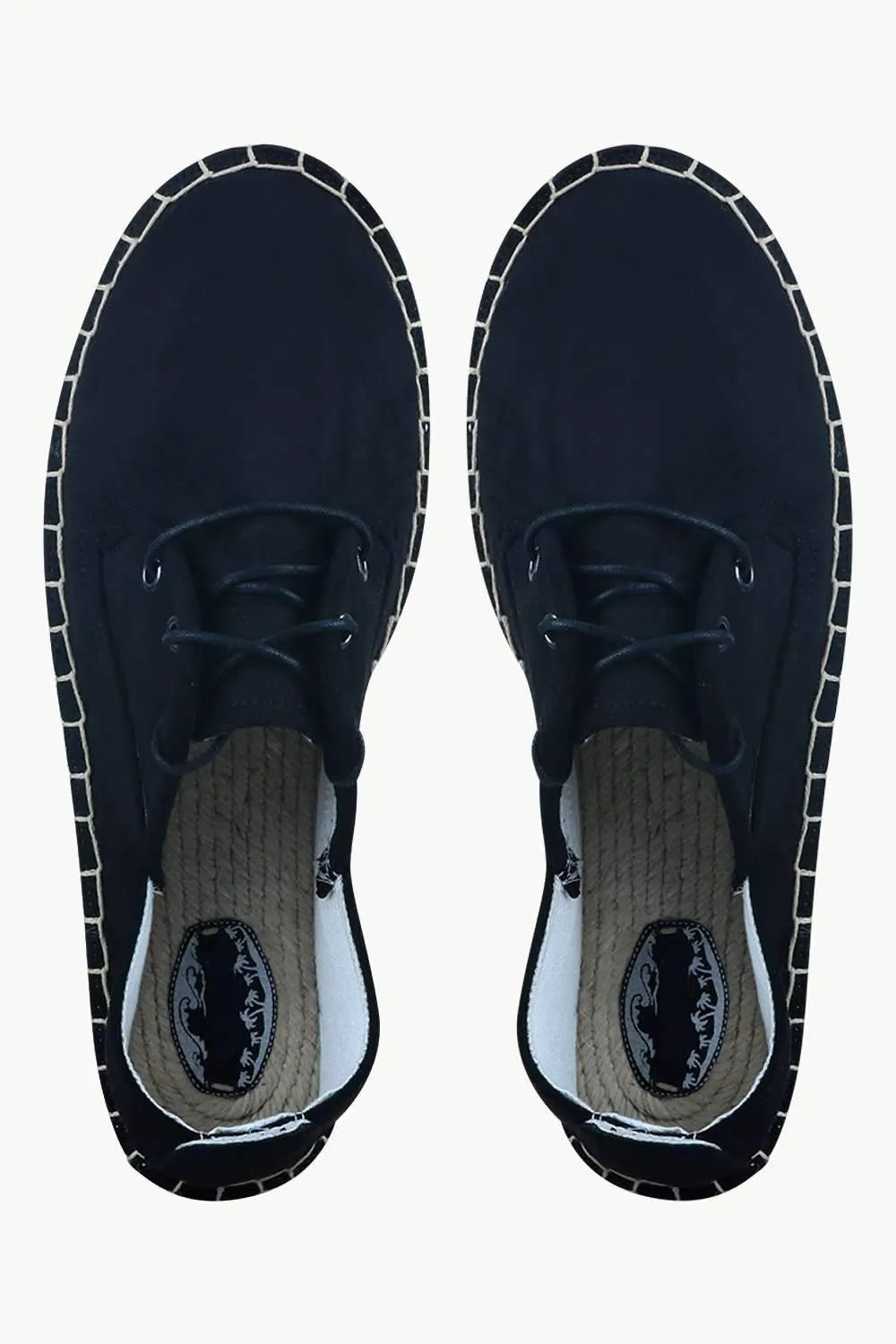 Men's Black Suede Lace Up Espadrilles