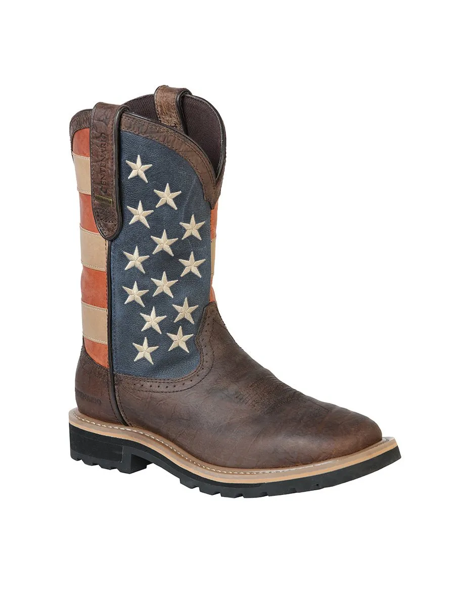 Men's Cowboy Work Boots Buff Rancher Square Toe 'Centenario' 126722